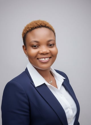 Professional headshot of Vilawoe Newlyn Beatrice with short reddish-brown hair wearing dark blazer